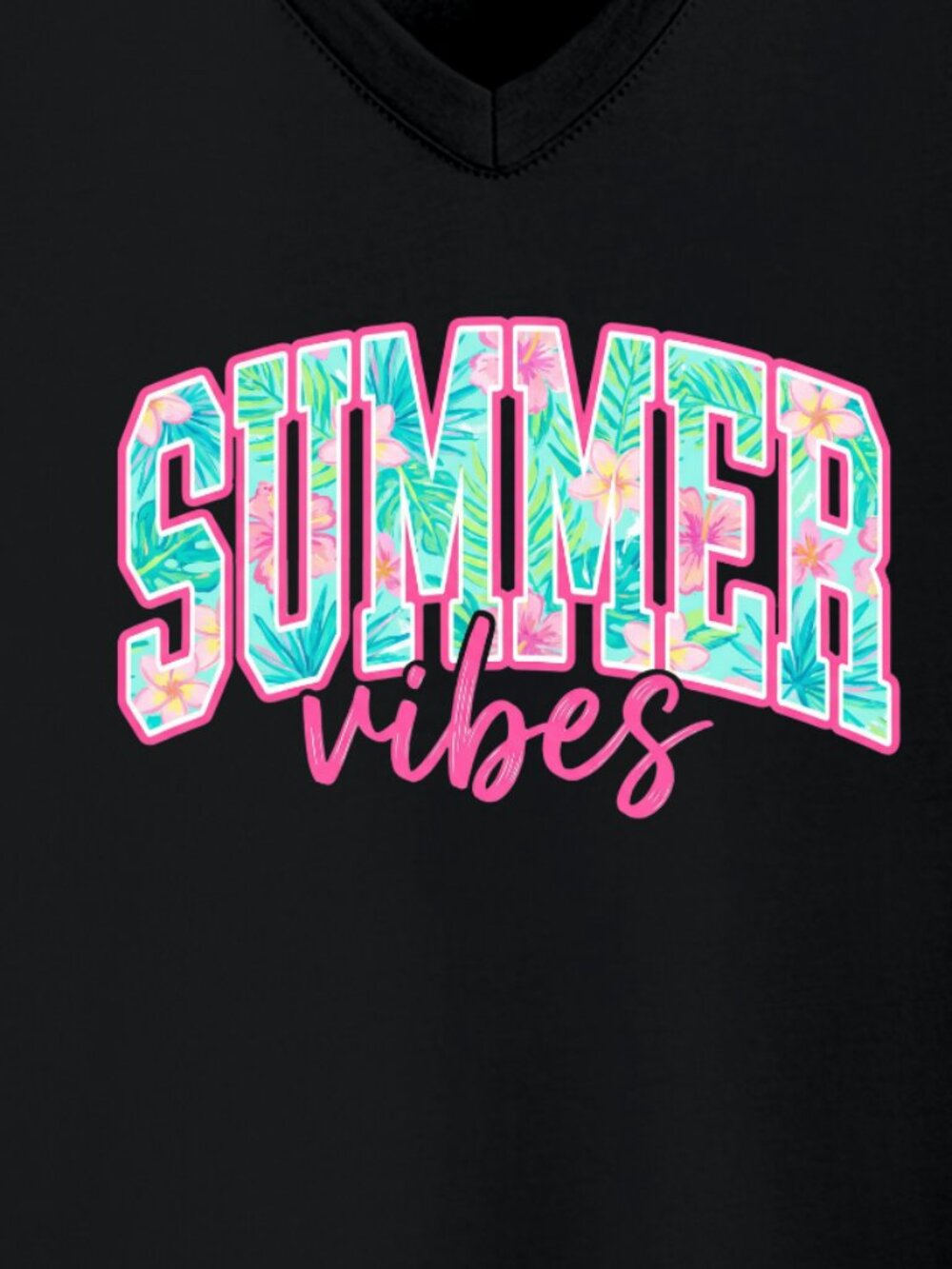 Tropical Summer Vibes Gildan Women’s Softstyle V-Neck T-Shirt Cute Beach Graphic